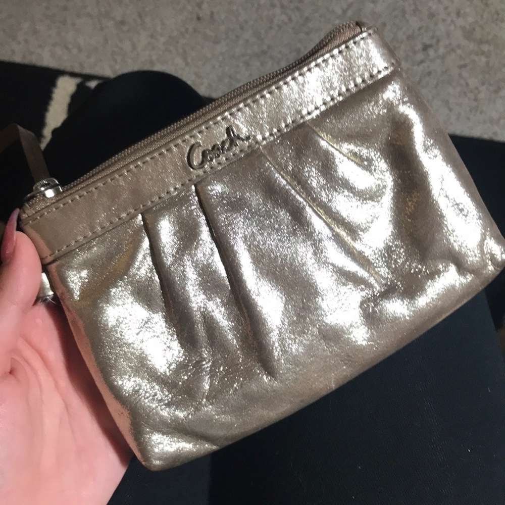 Coach wristlet gold metallic